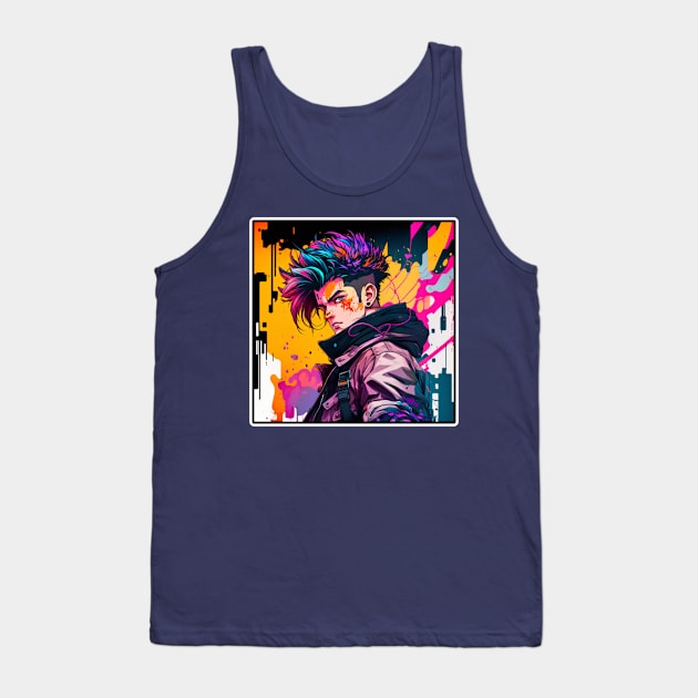 Cyberpunk X Vaporwave: Anime style Tank Top by SynthwavePrince 